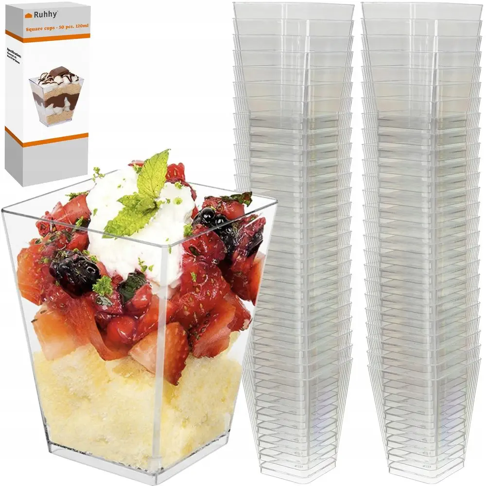 kvadratne pvc skodelice za sladice 120ml 50 kosov